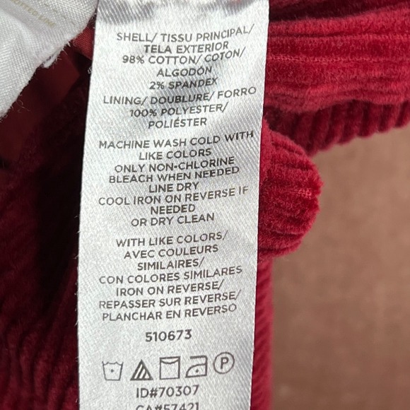 LOFT 2 Corduroy Red Flat Front Mini Skirt Casual Transitional‎ - Picture 6 of 6